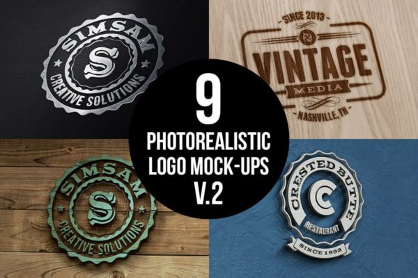 多应用场景复古品牌Logo设计样机模板 Photorealistic Logo Mock-Ups Vol.2