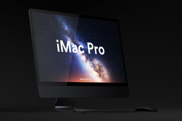 iMac Pro高端一体机电脑屏幕演示素材中国精选样机 Dark iMac Pro Mockup