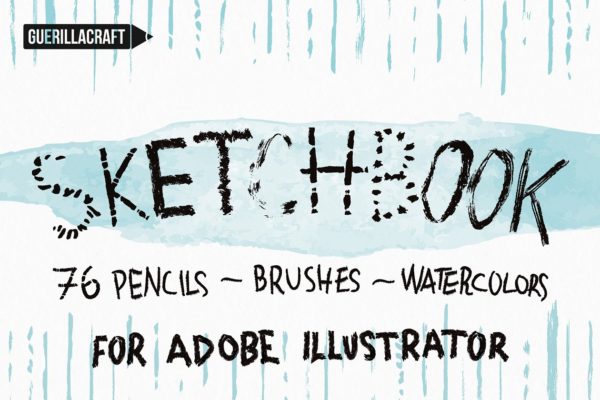 76款铅笔素描笔画AI笔刷 Sketchbook Brushes for Illustrator