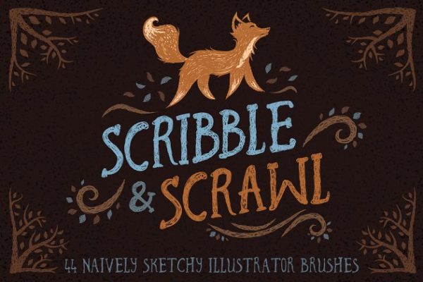 草图画笔笔画AI笔刷 Scribble &amp; Scrawl Brushes