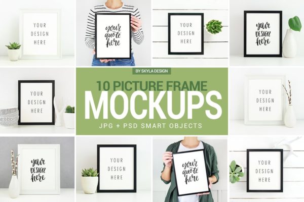 相框和海报展示样机 Picture frame &amp; Poster mockup photos
