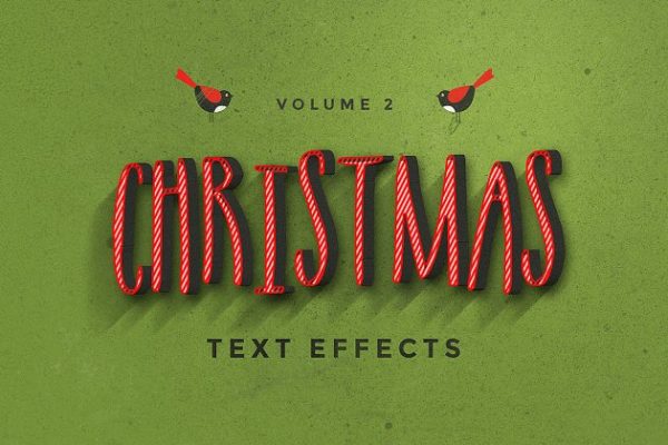 圣诞节主题设计字体图层样式v2 Christmas Text Effects Vol.2