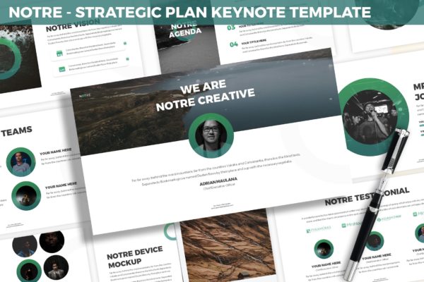 市场规划/项目计划主题16图库精选Keynote模板模板 Notre &#8211; Strategic Plan Keynote Template