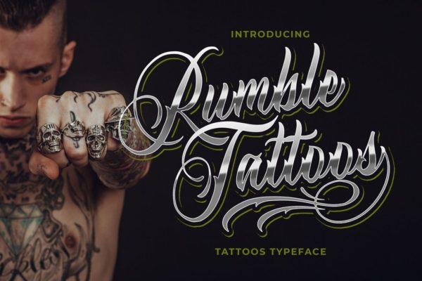 纹身徽章英文手写字体 Rumble Tattoos &#8211; Tattoos Typeface