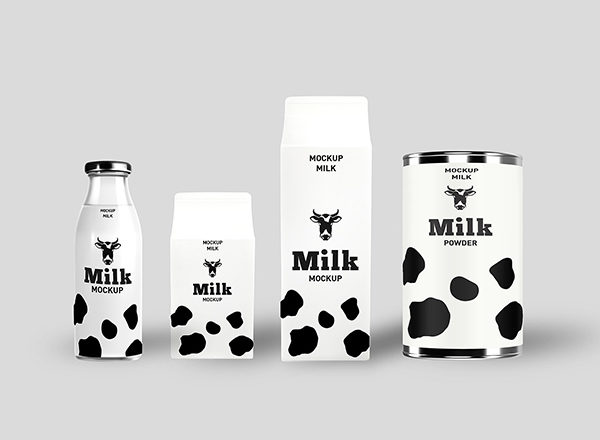 牛奶酸奶瓶包装样机展示模型mockups