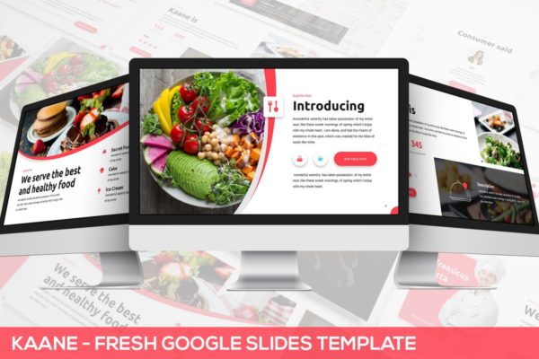 美食餐饮品牌演示谷歌幻灯片模板 Kaane &#8211; Fresh Google Slides Template