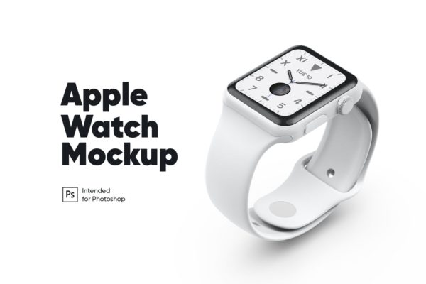白色陶瓷材质Apple Watch智能手表16设计网精选样机模板 Apple Watch White Ceramic Mockup