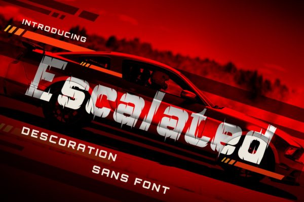 独特动感艺术风格英文无衬线字体素材天下精选 Escalated &#8211; Fast Motorsport Racing Font