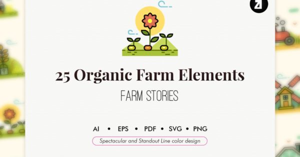 25枚农场主题元素图标素材 25 Organic farm elements