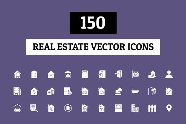 150枚房地产租赁主题矢量图标 150 Real Estate Vector Icons