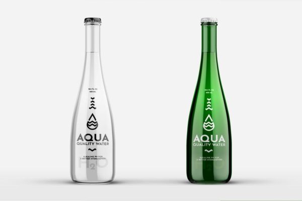 创意纯净水矿泉水瓶外观设计样机模板 Water Glass Bottle Mock-Up