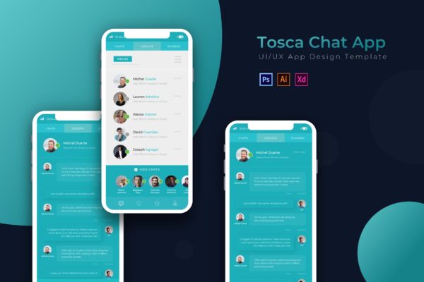 社交即时聊天应用UI界面设计素材中国精选模板 Chating | App Template