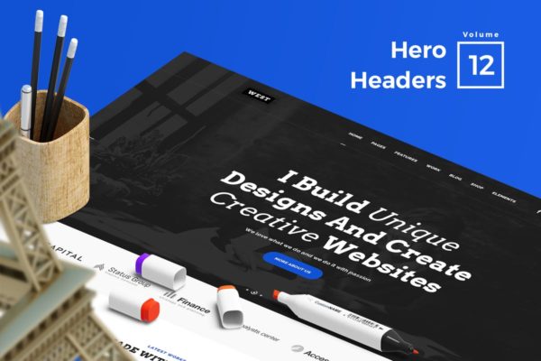 网站Header巨无霸头部设计网站设计素材V12 Hero Headers for Web Vol 12