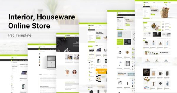 家具＆家庭日用品网上商城设计PSD模板 Interior &amp; Houseware Online Store Psd Template