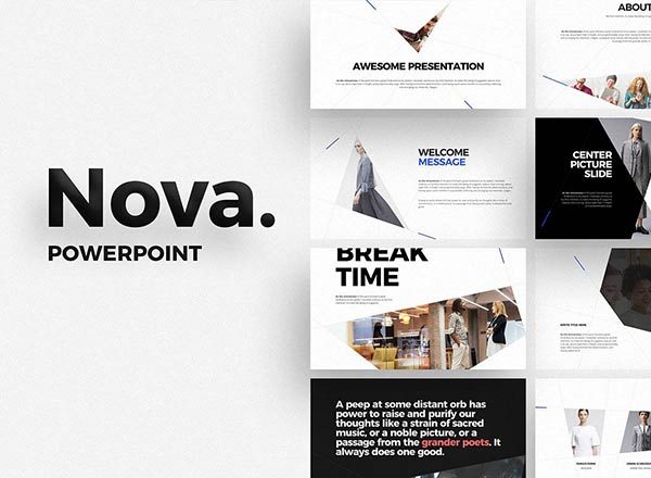 超酷的不规则布局多边型PPT模板免费装 Nova – Free PowerPoint Template