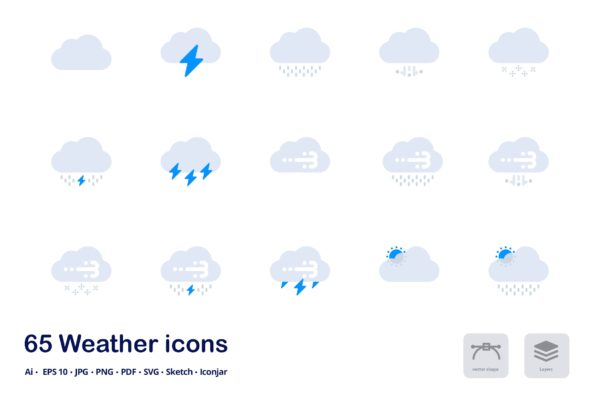 天气预报双色调扁平化矢量图标 Weather Forecast Accent Duo Tone Flat Icons