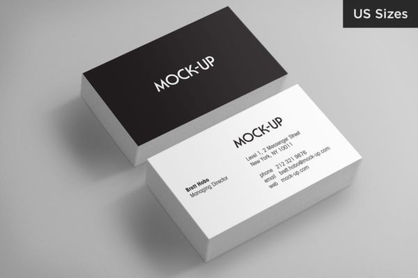 美国尺码简约风企业名片样机模板 Business Card Mockups &#8211; US Sizes