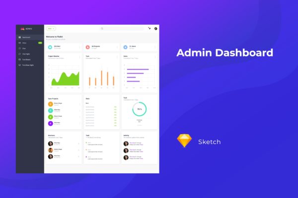 网站管理后台UI界面设计SKETCH素材 Admin Dashboard UI Kit for Sketch
