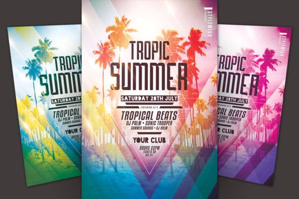 热带夏季活动海报传单模板 Tropic Summer Flyer Template