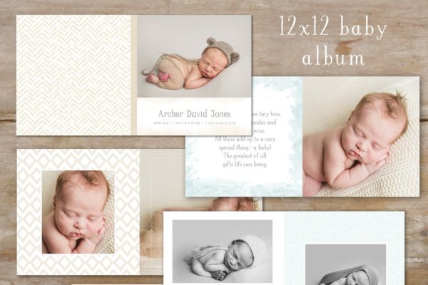 新生儿摄影艺术相册模板 Photo Book Template &#8211; Baby Boy Album