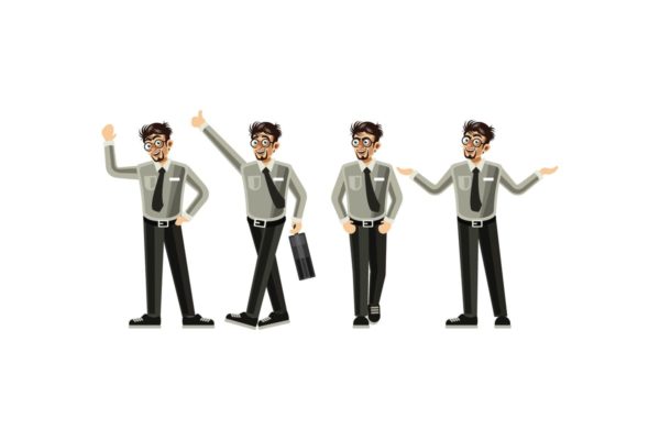 企业员工职员卡通人物动作矢量插画设计素材 Employee Character Set Graphics Vector