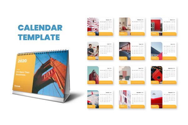 2020年企业定制日历年历设计模板 Calendar 2020