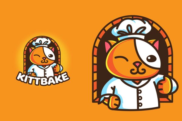 烘焙猫美食品牌Logo商标设计模板 B