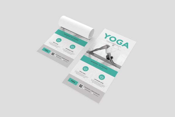 瑜伽培训资料DL宣传单设计模板 Yoga DL Flyer