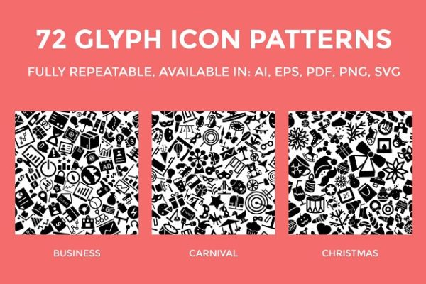 72个主题图标图案纹理 72 Glyph Icon Patterns