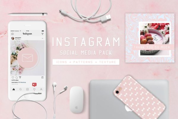可爱的多元素社交媒体Instagram图标包
