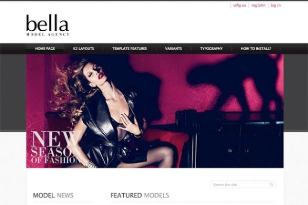 职业模特代理公司网站Joomla模板16