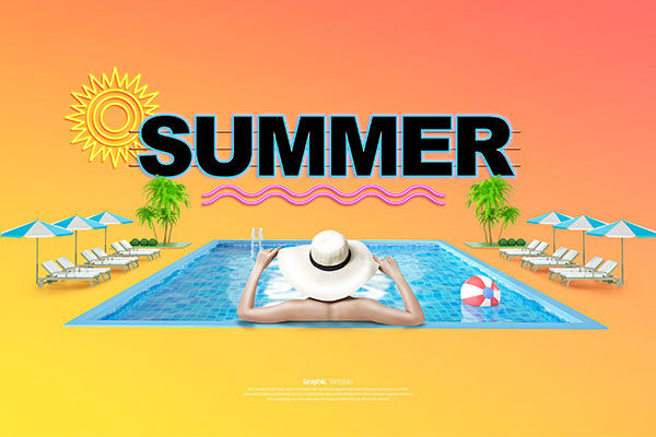 炎夏泳池派对活动促销广告Banner设计