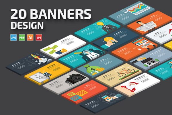 20款概念插画Banner模板v1 20 Banners