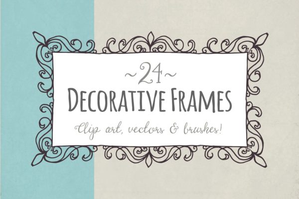 24种手绘装饰框图形 Decorative Frames &#8211; Vector