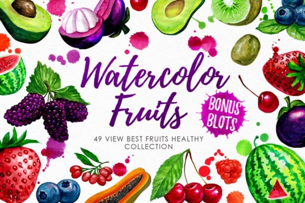 水果元素水彩插画合集Vol.3 Watercolor Fruits Vol. 3