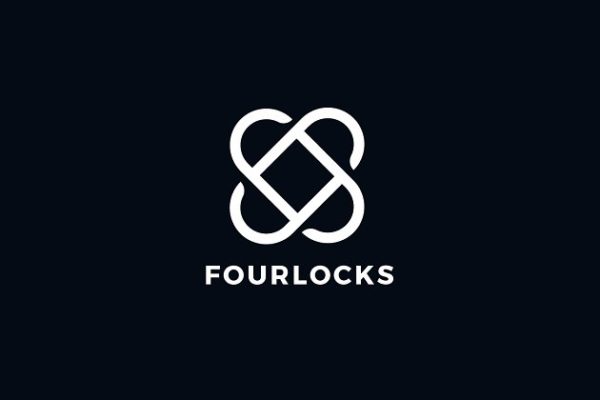 交叉环形跑道图形Logo模板 Four Locks Logo Template