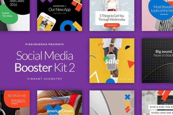 色彩缤纷社交媒体贴图模板16设计网精选 Social Media Handler Kit Vol.2