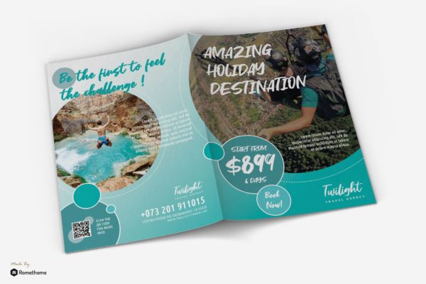 旅游促销活动折页宣传单设计模板 Twilight &#8211; Travel Promotion Bifold Brochure RY