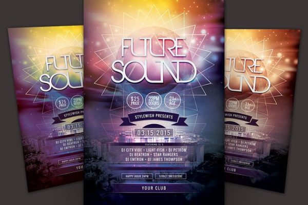 抽象科幻音乐节活动传单模板 Future Sound Flyer Template