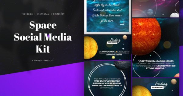 太空主题社交媒体自媒体设计素材 Space Social Media Kit