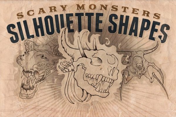 可怕的怪物轮廓图形插画 Silhouette shapes &#8211; Scary Monsters