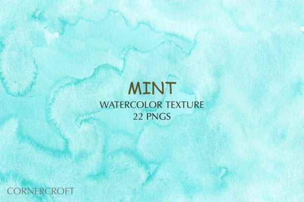 薄荷绿松石水彩背景纹理素材 Watercolor Texture Mint
