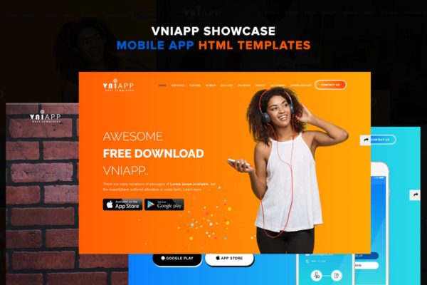 APP项目网站HTML模板16图库精选 VniApp &#8211; Showcase Mobile App HTML Template
