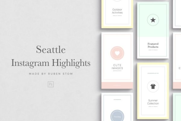 Instagram等新媒体社交媒体文章贴图设计模板16设计网精选 Seattle Instagram Highlights