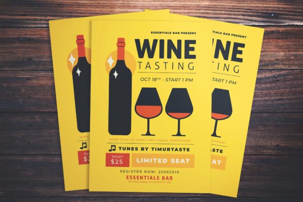 品酒活动海报传单设计模板 Wine Tasting Event Flyer