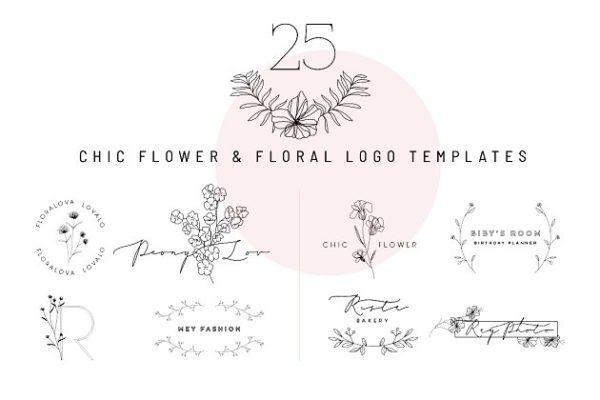 25款别致花卉Logo标志模板 25 chic flower&amp;floral logo template