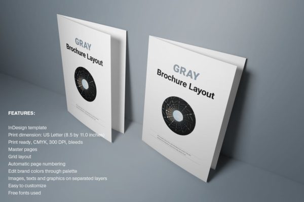 时尚/设计/艺术/摄影多用途画册设计模板 Gray Brochure