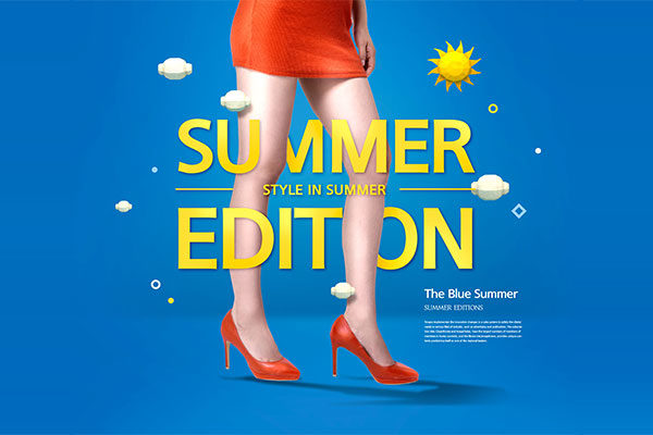 夏季主题高跟鞋广告电商海报设计模板
