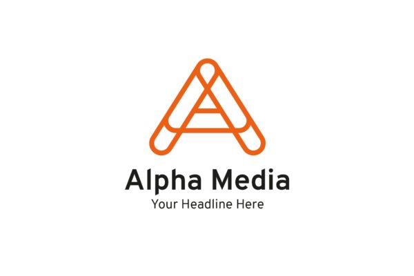 字母A创意Logo设计16设计网精选模板 Alpha Media – A letter logo