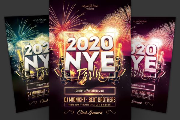 2020年新年祝酒会活动海报传单模板 New Year Flyer